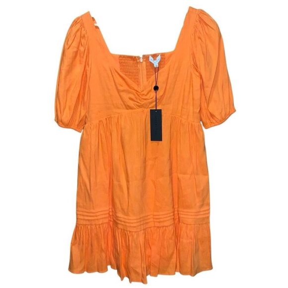 NWT Gianni Bini Tory Orange Short Sleeve Linen Dress size 6 - Picture 4 of 6